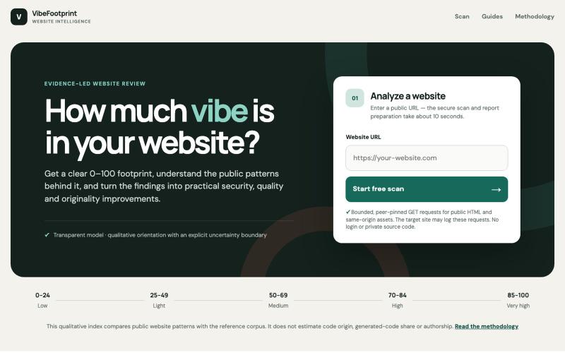 Vibe Coding Website Checker & Security Scan — screenshot