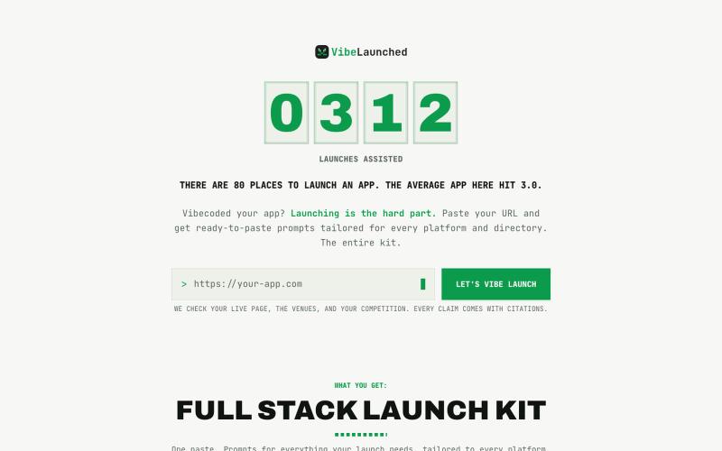 vibelaunched — launch your vibe-coded app. everywhere. — screenshot