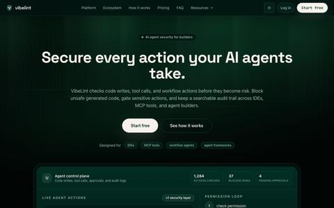 VibeLint - AI Agent Security for Code, Tools, and Workflows — screenshot
