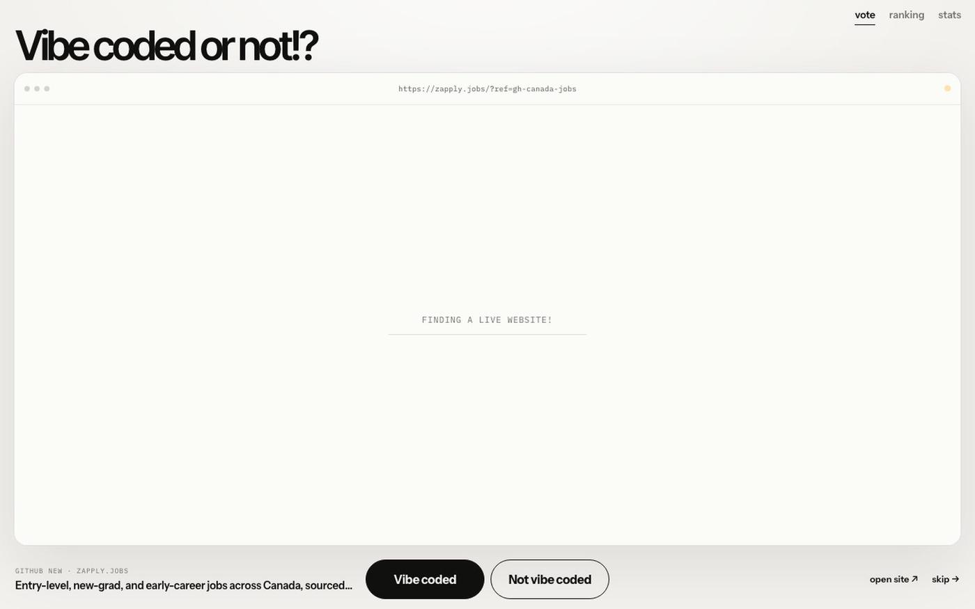 Vibe coded or not!? — screenshot