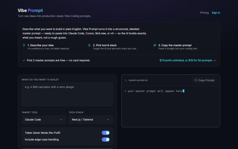 Vibe Prompt Studio — screenshot