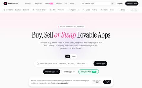 VibesMarket — Buy, sell or swap Lovable apps — screenshot
