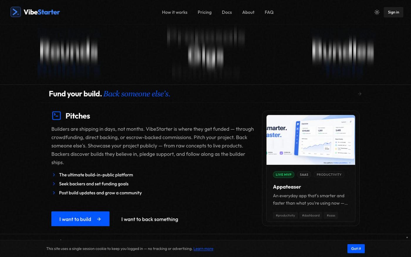 VibeStarter — screenshot