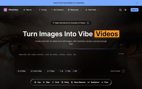 Vibe Video - AI Video Generator: Image & Text to Video Online — screenshot