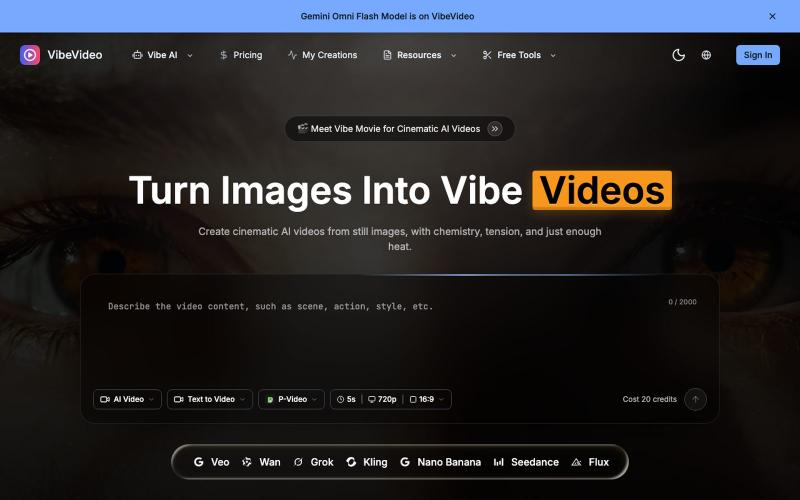Vibe Video - AI Video Generator: Image & Text to Video Online — screenshot