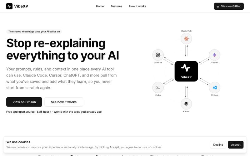VibeXP - The Shared Knowledge Base Your AI Builds On — screenshot