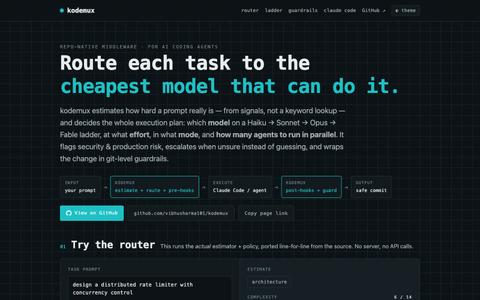 kodemux — the routing layer for AI coding agents — screenshot