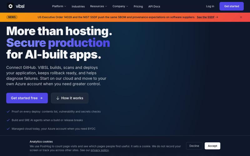 VIBSL: Deploy AI-built apps to production, safely — screenshot