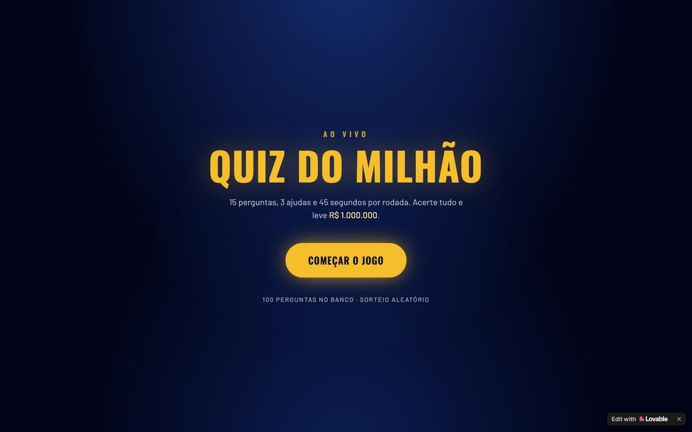 Quiz do Milhão — Show de Perguntas e Respostas — screenshot