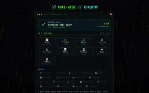 The Anti-Vibe Academy — screenshot