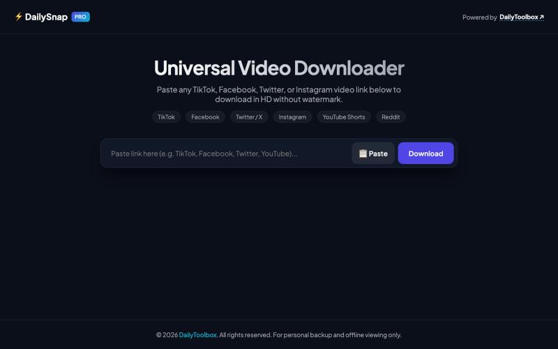SnapSave - Free Universal Video Downloader — screenshot