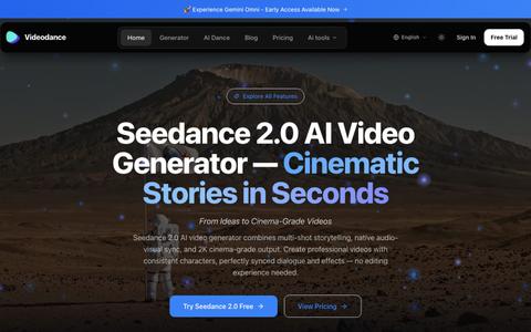 Videodance - Seedance 2.0 AI Video Generator | Cinematic Videos — screenshot