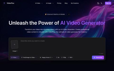 VideoFlux - Text to Video and Image to Video AI Generator — screenshot