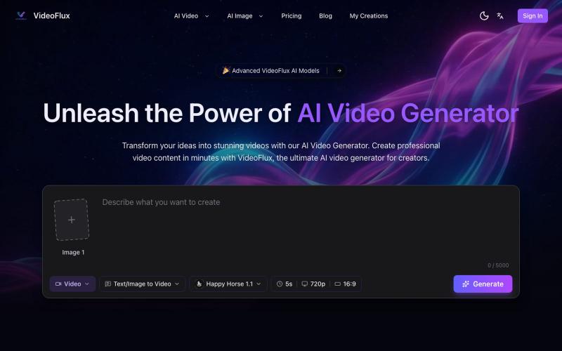 VideoFlux - Text to Video and Image to Video AI Generator — screenshot