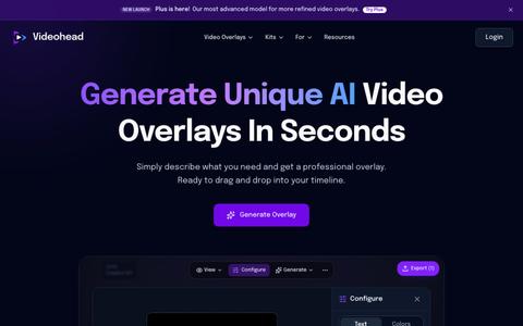 Videohead | Generate Unique Video Overlays with AI — screenshot