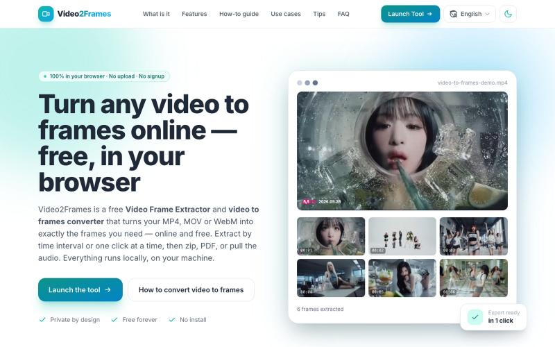 Video to Frames - Free Online Video Frame Extractor — screenshot