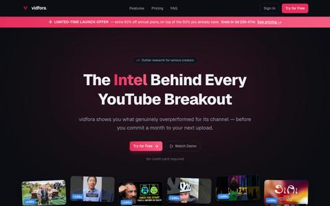 vidfora — Find YouTube Outliers — screenshot