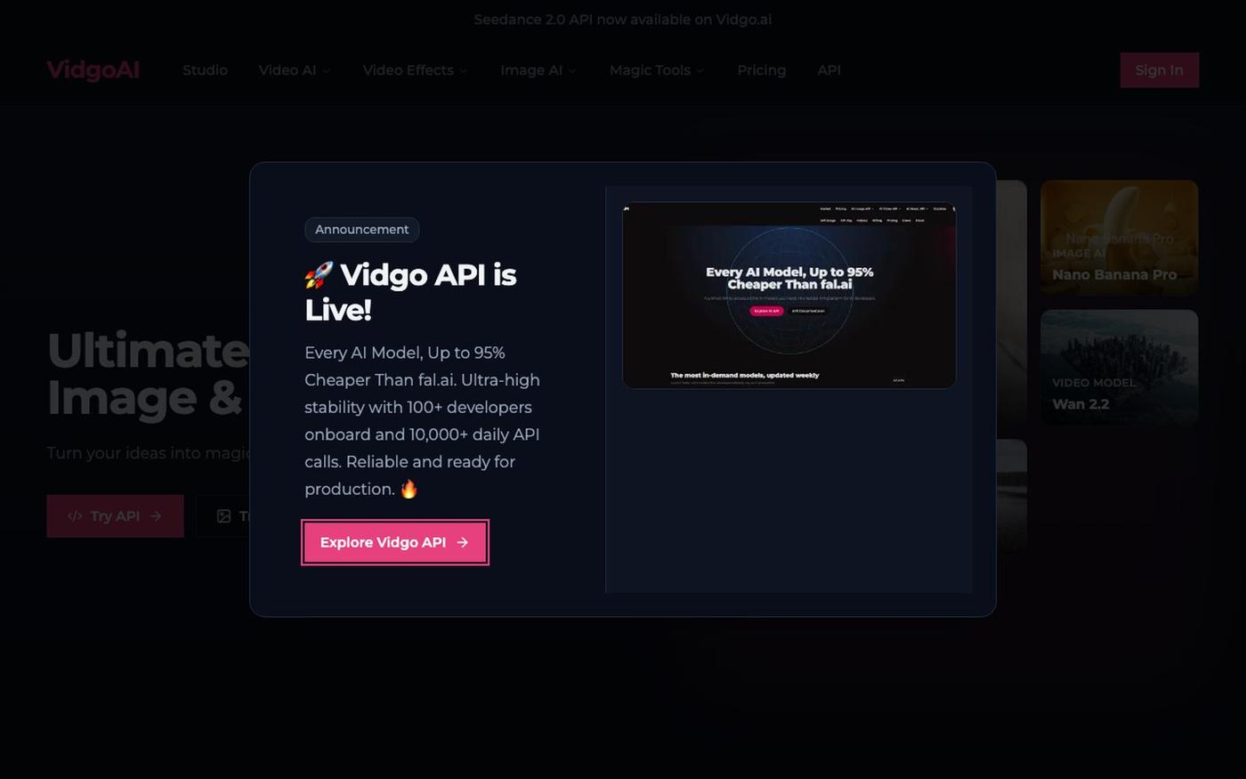 Image to Video AI Generator: Turn Photos to Videos for Free | Vidgo AI — screenshot