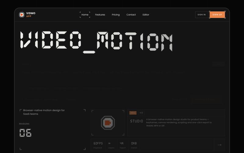 Vidmo — AI Video Editor & Motion Graphics in the Browser — screenshot
