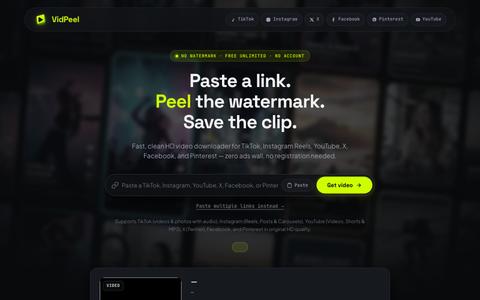 VidPeel — Free Online Video Downloader (No Watermark, HD) — screenshot