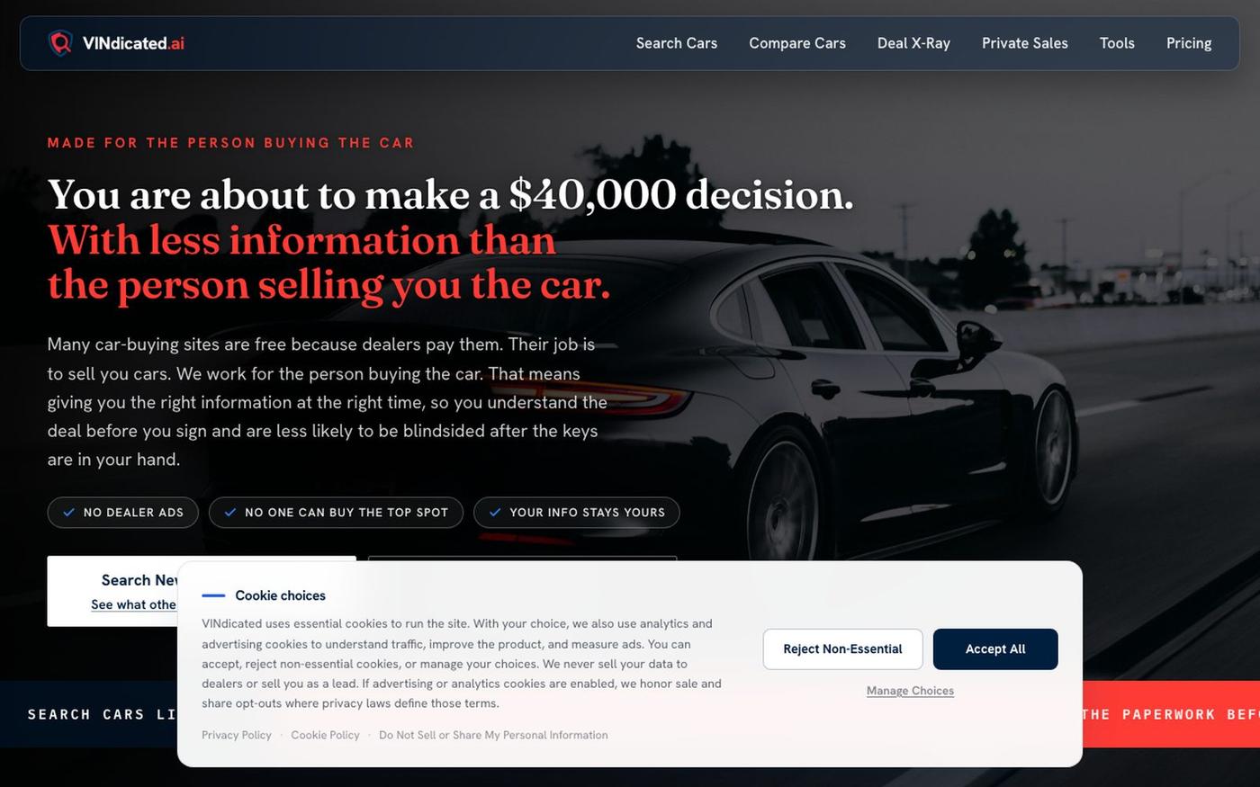 VINdicated.ai | Buyer-Side Car Marketplace and AI Car-Buying Guide — screenshot