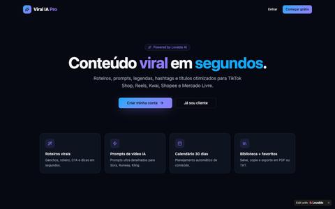 Viral IA Pro — Conteúdo viral em segundos — screenshot
