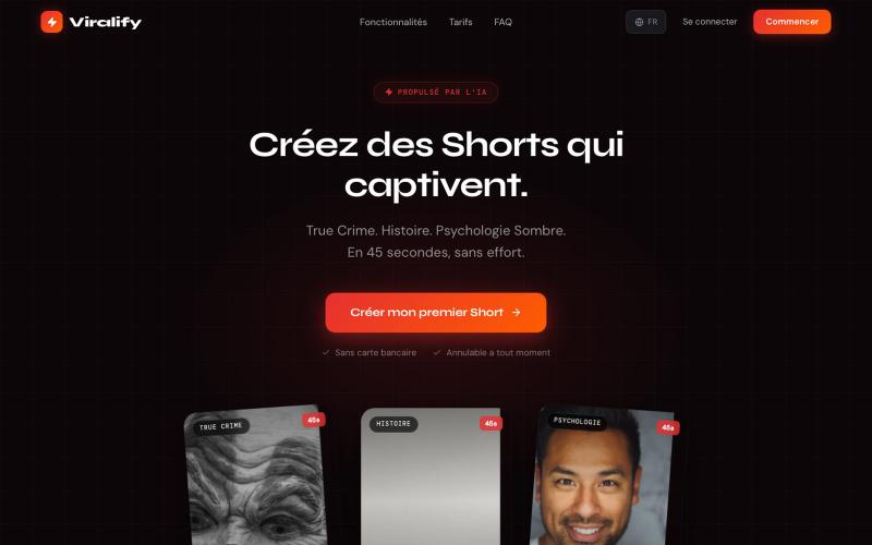 Viralify – AI YouTube Shorts Platform — screenshot