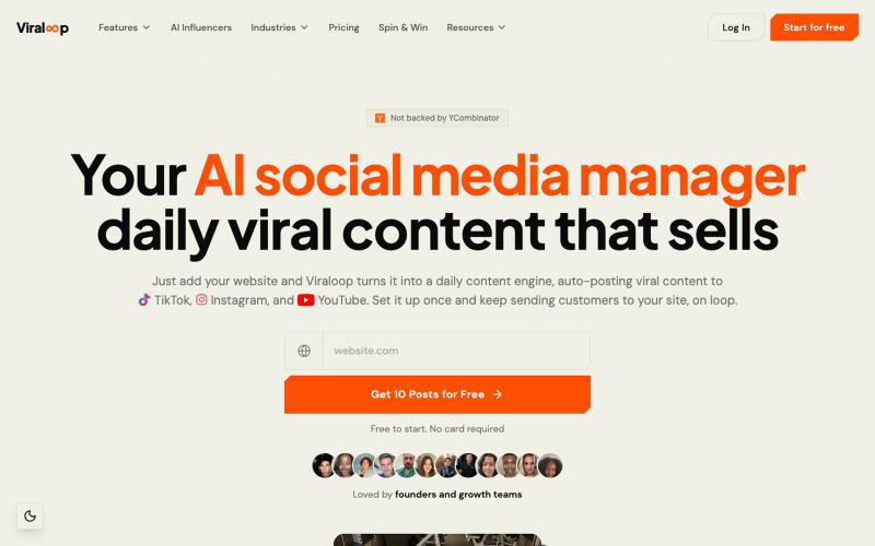 Viraloop | AI UGC & Influencer Videos on Autopilot — screenshot