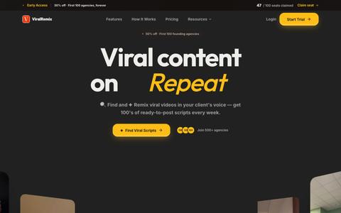 ViralRemix: Stop Writing Scripts. Start Remixing What Works. — screenshot