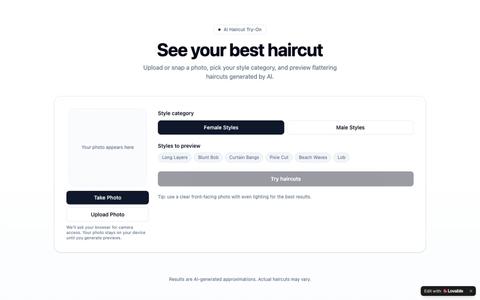 HairTry — See Your Best Haircut with AI — screenshot