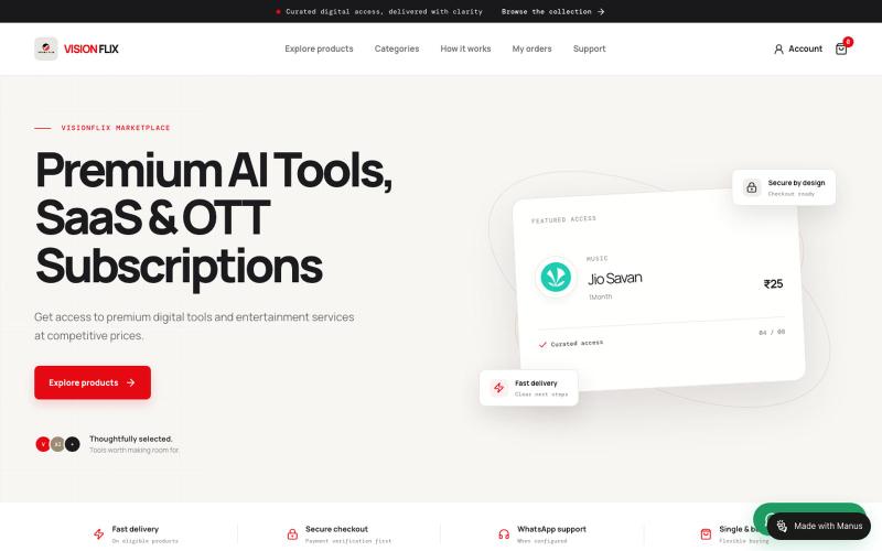 VisionFlix — Premium Digital Tools & Entertainment — screenshot