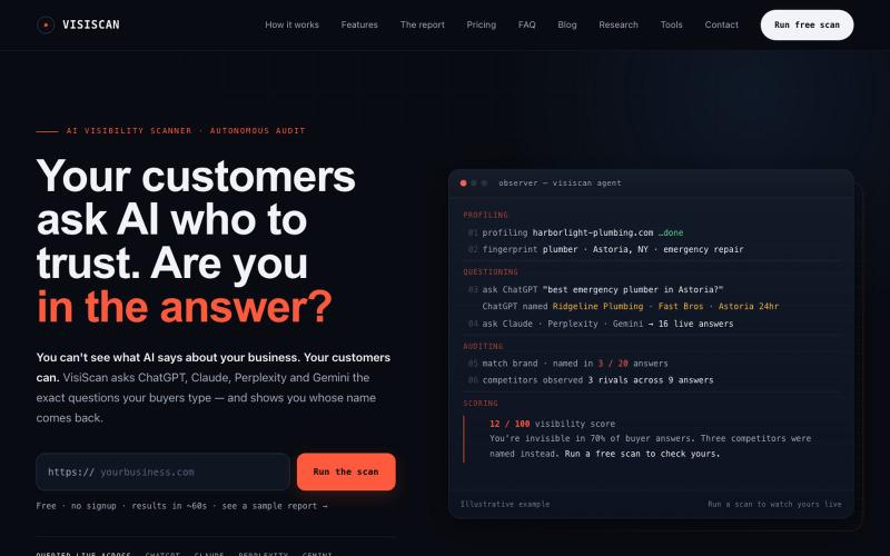 Is AI recommending your business? | VisiScan — screenshot