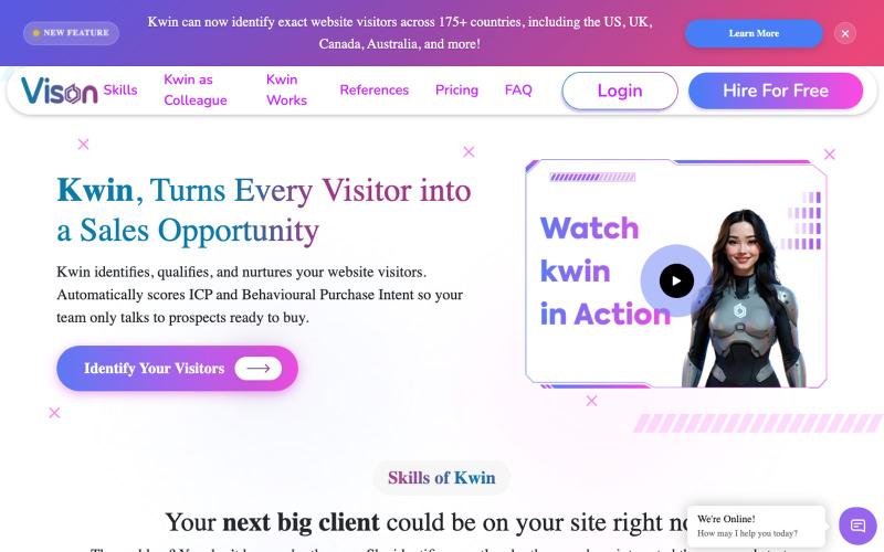 Global B2B Website Visitor Identification Software | Kwin — screenshot