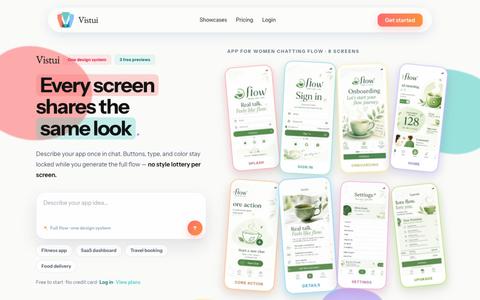 Vistui — AI UI & App Design Tool | Full Design Flows from One Prompt — screenshot