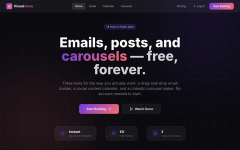 Visual Ideas — Email Builder, Social Calendar & Carousel Builder — screenshot