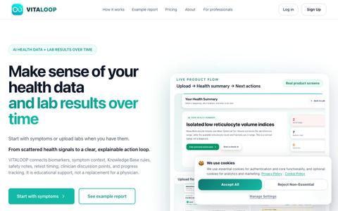 AI Health Intelligence for Lab Results Over Time | VITALOOP — screenshot