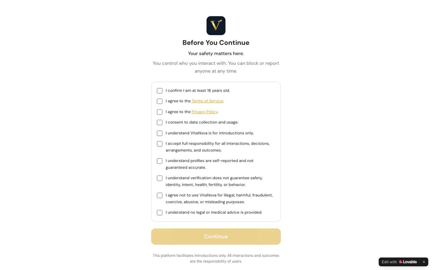 VitaNova — screenshot