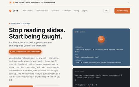 Voca Lessons — Learn Any Skill With an AI Teacher — screenshot