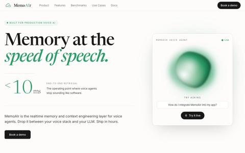 MemoAIr - Realtime memory for voice AI agents — screenshot