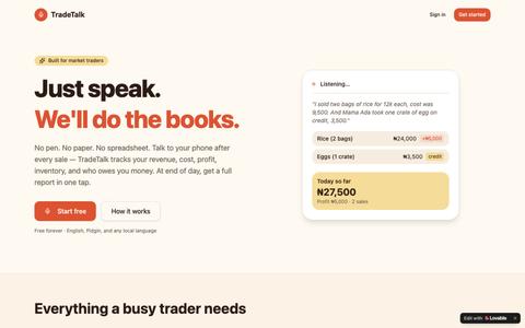 TradeTalk — Just speak. We'll do the books. — screenshot