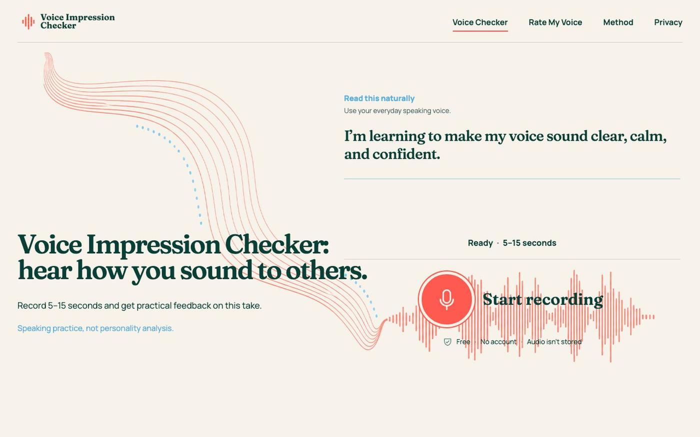 Voice Impression Checker — Free Voice Analysis Online — screenshot
