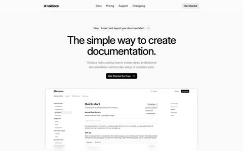 Voidocs - The simple way to create documentation — screenshot