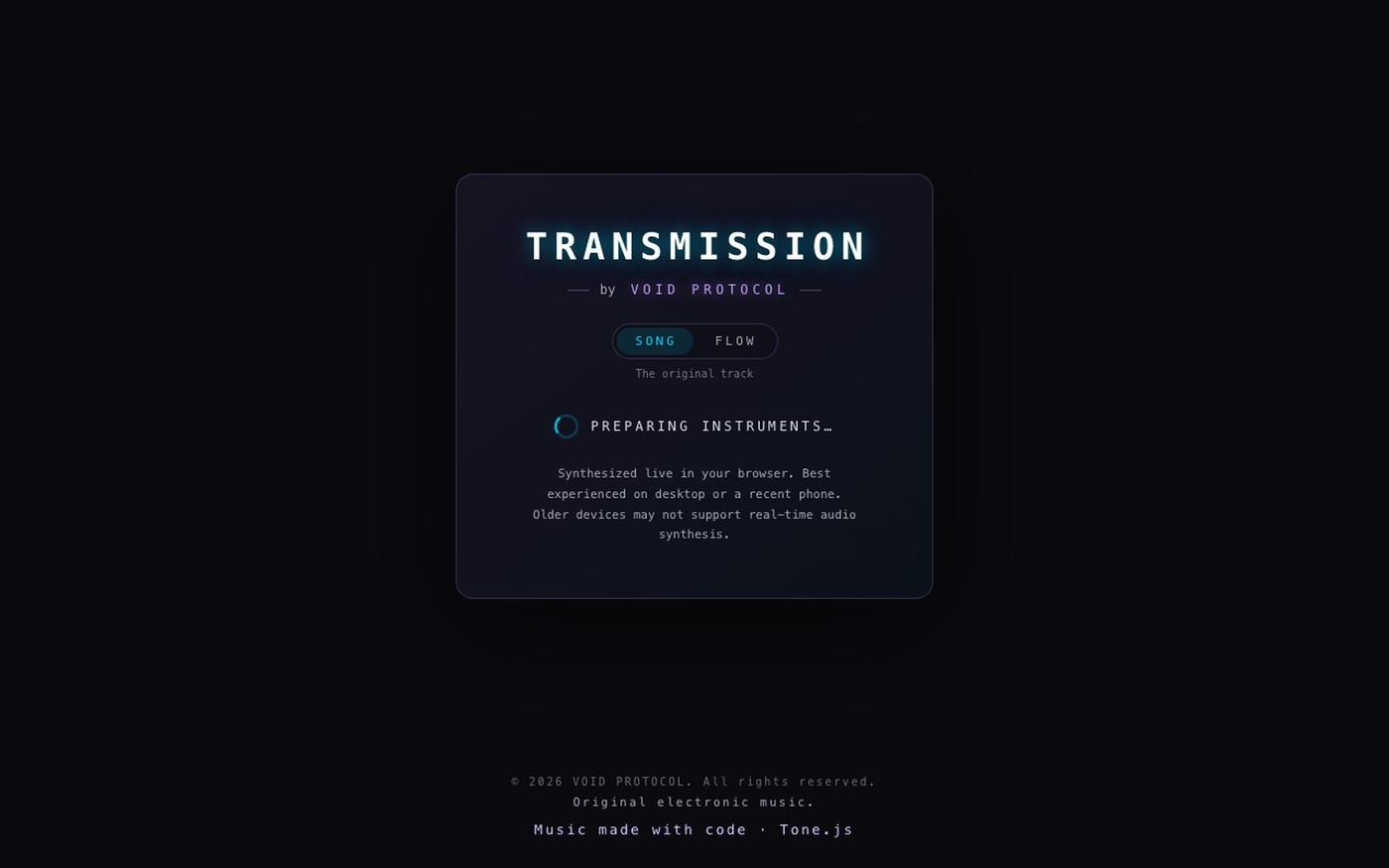 Transmission — VOID PROTOCOL — screenshot