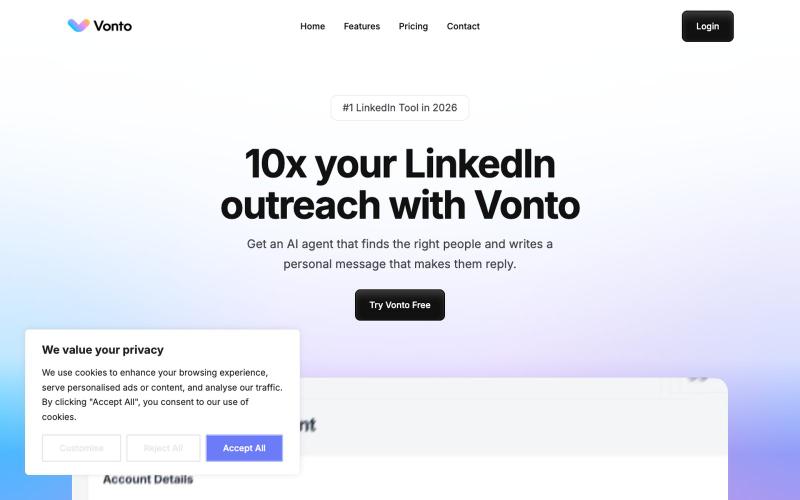 Vonto - 10x Your LinkedIn Outreach — screenshot