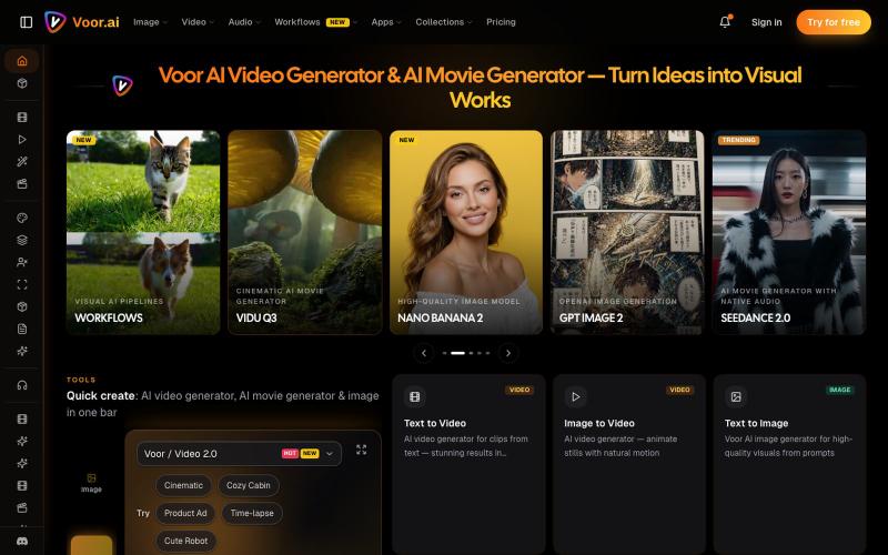 Voor AI: AI Video, Image & Audio Generator — screenshot