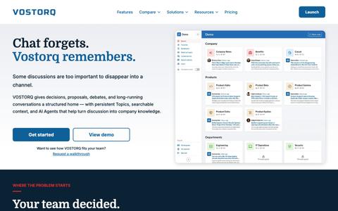 VOSTORQ — Team Communication for Decisions and Company Knowledge — screenshot