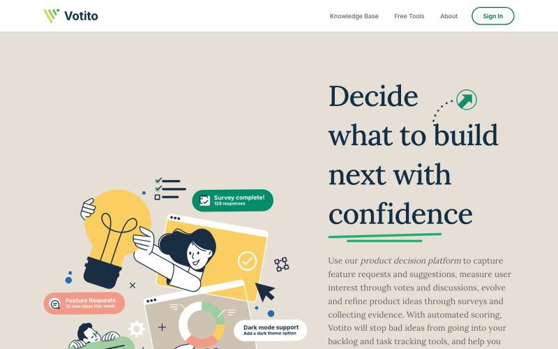 Votito: Turn user suggestions into evidence-backed product decisions — screenshot