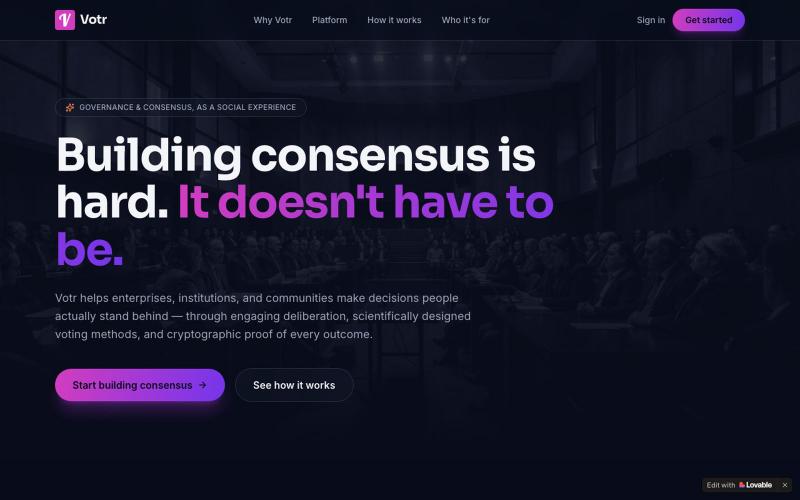 Votr — Consensus Building for Modern Organizations — screenshot