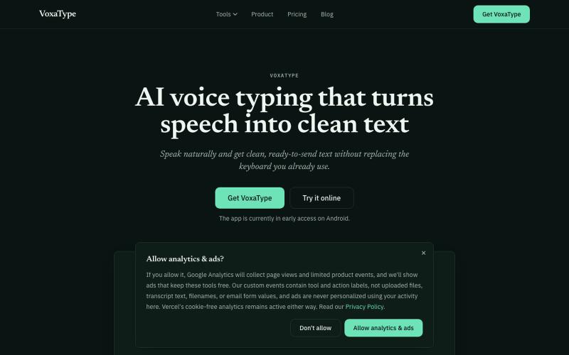 VoxaType: AI Voice Typing for Clearer Writing — screenshot