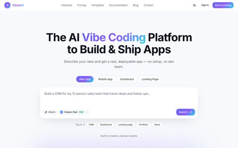 Voxeon — Vibe code with crypto — screenshot